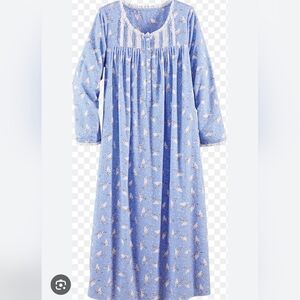 NWT Lanz Of Salzburg Flannel White Dove Long Nightgown Med